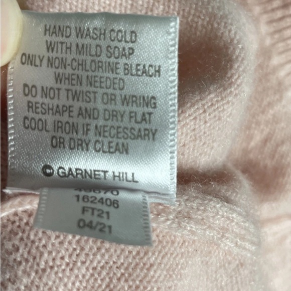 Garnet Hill 100% Cashmere Puff Sleeve Knit Sweater Boat Neck Size Large In Pink - Picture 8 of 8